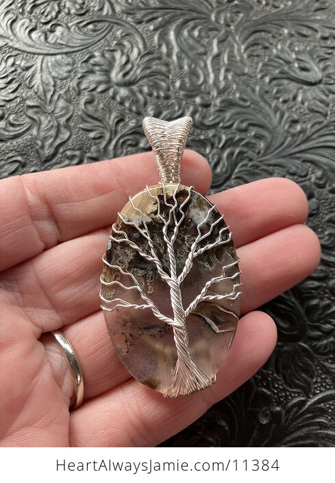 Tree of Life Wire Wrapped Stick Agate Stone Crystal Jewelry Pendant - #sMhhVfIrstA-2