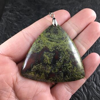 Triangle Green and Red African Bloodstone Jewelry Pendant #TIJVwB0ZRLs