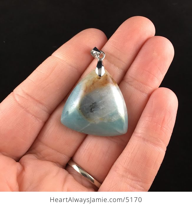 Triangle Shaped Amazonite Jasper Stone Jewelry Pendant - #Q1c0uLMR7EY-1