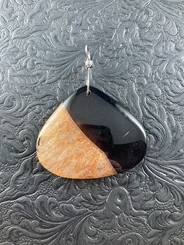 Triangle Shaped Black and Orange Druzy Agate Stone Jewelry Pendant Crystal Ornament #IVXs6oJOfX8