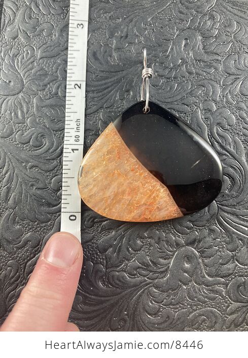 Triangle Shaped Black and Orange Druzy Agate Stone Jewelry Pendant Crystal Ornament - #IVXs6oJOfX8-5