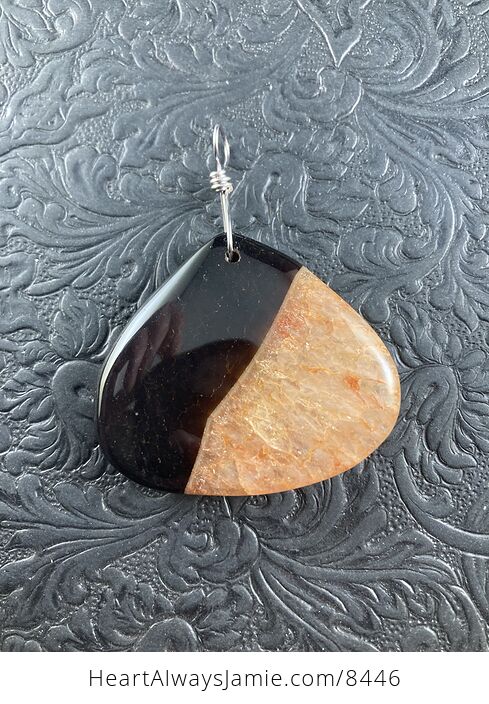 Triangle Shaped Black and Orange Druzy Agate Stone Jewelry Pendant Crystal Ornament - #IVXs6oJOfX8-4