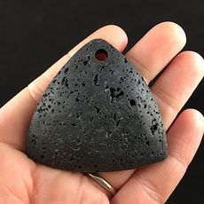Triangle Shaped Black Lava Rock Stone Jewelry Pendant #6Od1VCzHFgI