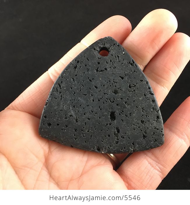 Triangle Shaped Black Lava Rock Stone Jewelry Pendant - #6Od1VCzHFgI-6