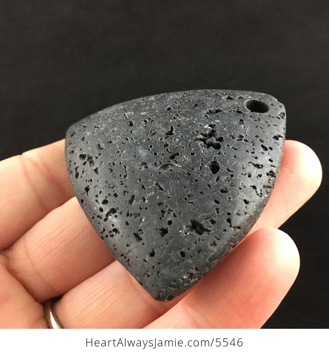 Triangle Shaped Black Lava Rock Stone Jewelry Pendant - #6Od1VCzHFgI-3