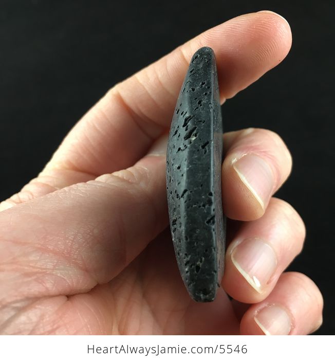 Triangle Shaped Black Lava Rock Stone Jewelry Pendant - #6Od1VCzHFgI-5