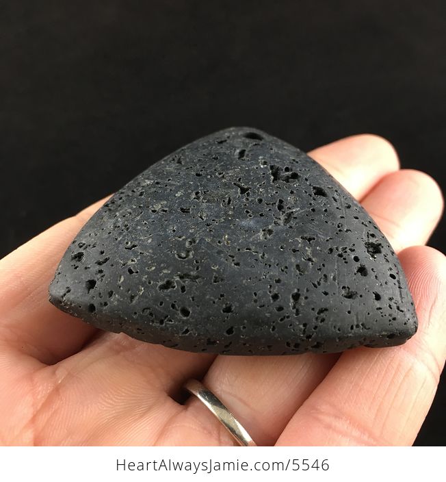 Triangle Shaped Black Lava Rock Stone Jewelry Pendant - #6Od1VCzHFgI-2