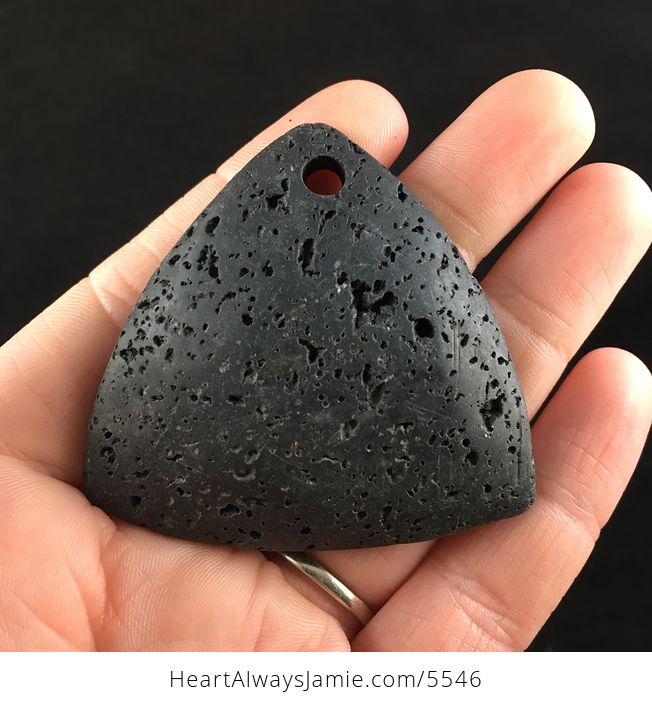 Triangle Shaped Black Lava Rock Stone Jewelry Pendant - #6Od1VCzHFgI-1