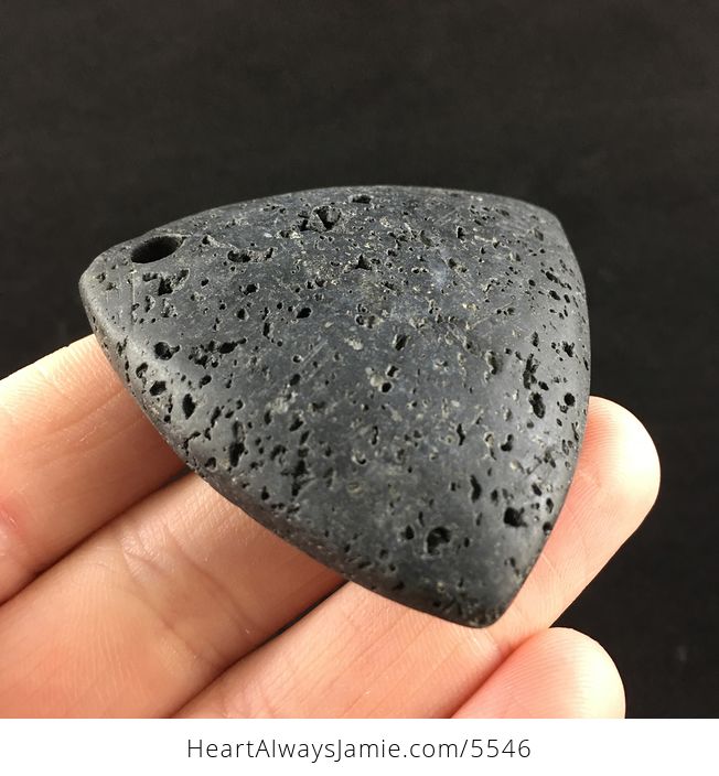 Triangle Shaped Black Lava Rock Stone Jewelry Pendant - #6Od1VCzHFgI-4