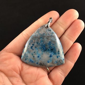 Triangle Shaped Blue Crazy Lace Agate Stone Jewelry Pendant #FZ1COgRmsgI