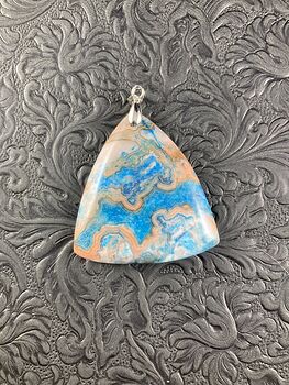 Triangle Shaped Blue Crazy Lace Agate Stone Jewelry Pendant #ORt1bx5R8UE