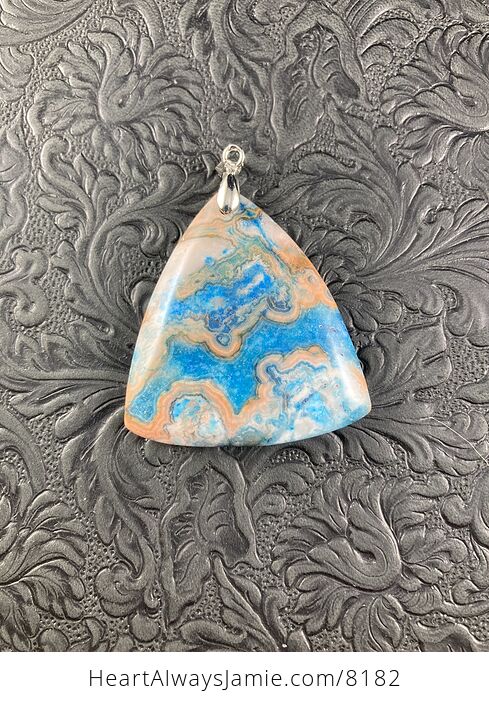 Triangle Shaped Blue Crazy Lace Agate Stone Jewelry Pendant - #ORt1bx5R8UE-1