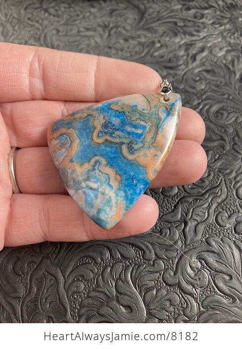 Triangle Shaped Blue Crazy Lace Agate Stone Jewelry Pendant - #ORt1bx5R8UE-5