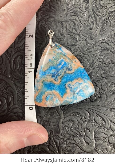 Triangle Shaped Blue Crazy Lace Agate Stone Jewelry Pendant - #ORt1bx5R8UE-3