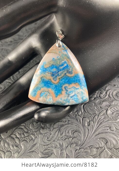 Triangle Shaped Blue Crazy Lace Agate Stone Jewelry Pendant - #ORt1bx5R8UE-2