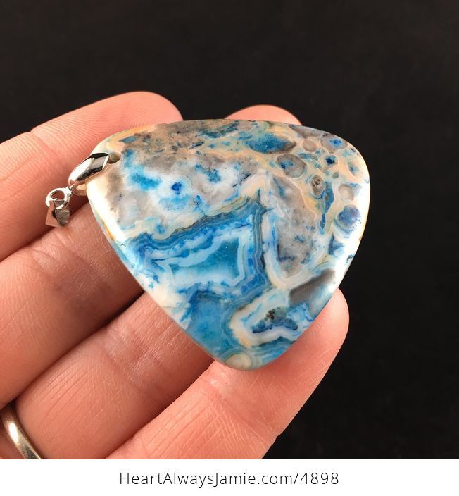Triangle Shaped Blue Crazy Lace Agate Stone Jewelry Pendant - #ZG7E9BCLbnc-3