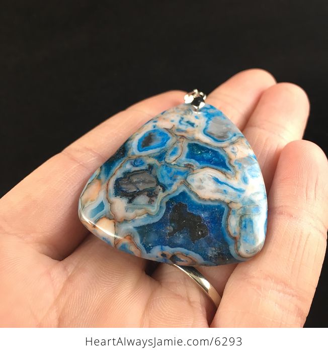 Triangle Shaped Blue Crazy Lace Agate Stone Jewelry Pendant - #fMijaATPrFg-2