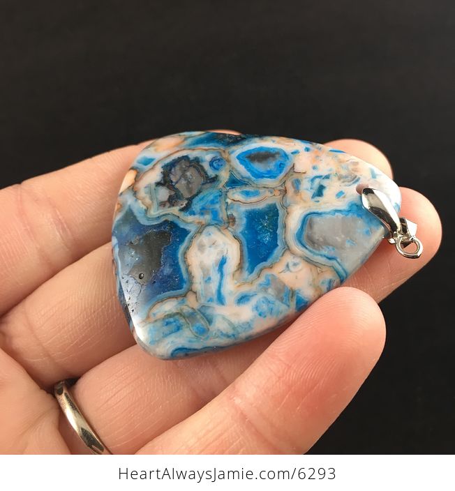 Triangle Shaped Blue Crazy Lace Agate Stone Jewelry Pendant - #fMijaATPrFg-3