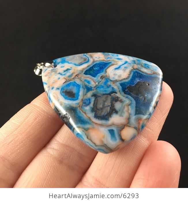 Triangle Shaped Blue Crazy Lace Agate Stone Jewelry Pendant - #fMijaATPrFg-4