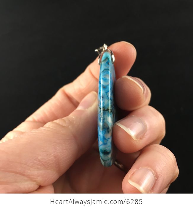 Triangle Shaped Blue Druzy Crazy Lace Agate Stone Jewelry Pendant - #I1omqcRtCiU-10