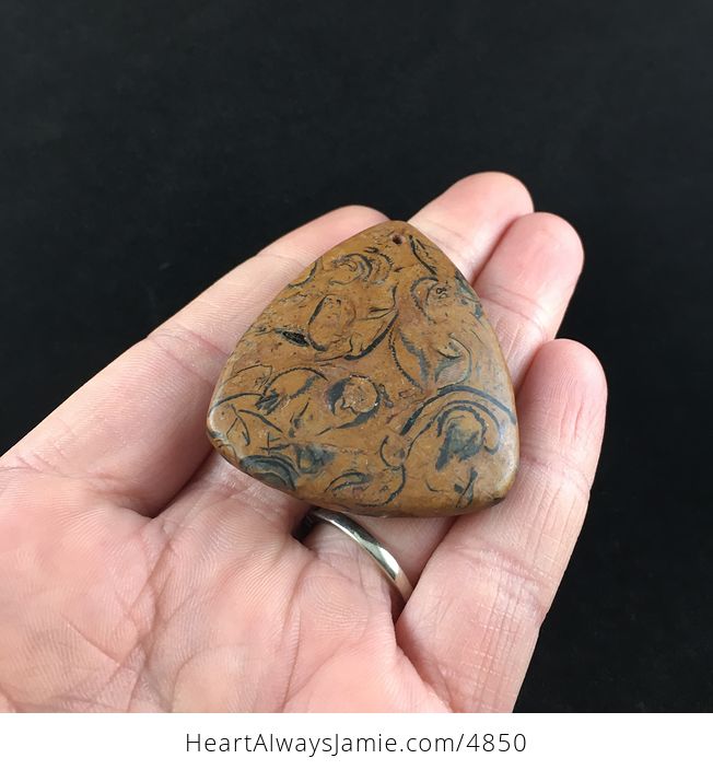Triangle Shaped Brown Elephant Skin Jasper Jewelry Pendant - #I44rNFMIMXA-2