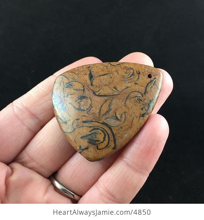 Triangle Shaped Brown Elephant Skin Jasper Jewelry Pendant - #I44rNFMIMXA-3