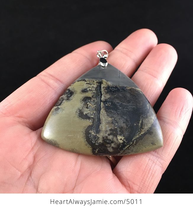 Triangle Shaped Chinese Painting Picture Jasper Stone Jewelry Pendant - #3Mh1n2F4xko-2
