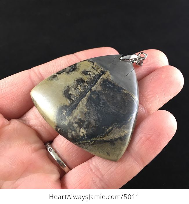 Triangle Shaped Chinese Painting Picture Jasper Stone Jewelry Pendant - #3Mh1n2F4xko-3