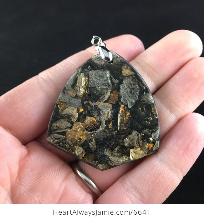 Triangle Shaped Copper Bornite Stone Jewelry Pendant - #mlJQLA0WExw-6