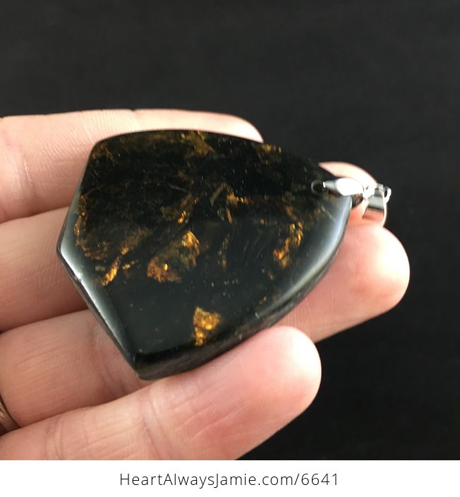 Triangle Shaped Copper Bornite Stone Jewelry Pendant - #mlJQLA0WExw-3