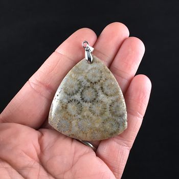 Triangle Shaped Coral Fossil Stone Jewelry Pendant #WAXiYaOfH44