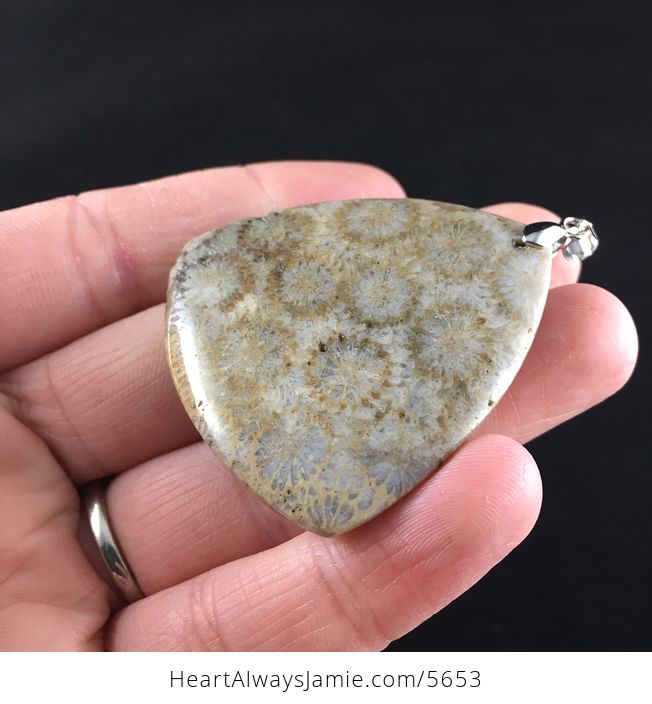 Triangle Shaped Coral Fossil Stone Jewelry Pendant - #WAXiYaOfH44-7