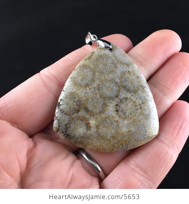 Triangle Shaped Coral Fossil Stone Jewelry Pendant - #WAXiYaOfH44-6