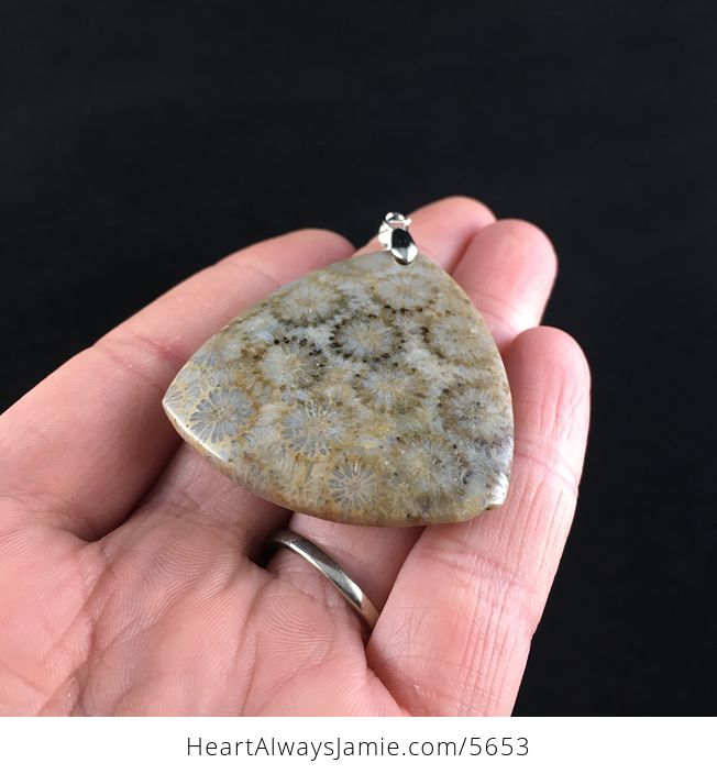 Triangle Shaped Coral Fossil Stone Jewelry Pendant - #WAXiYaOfH44-2