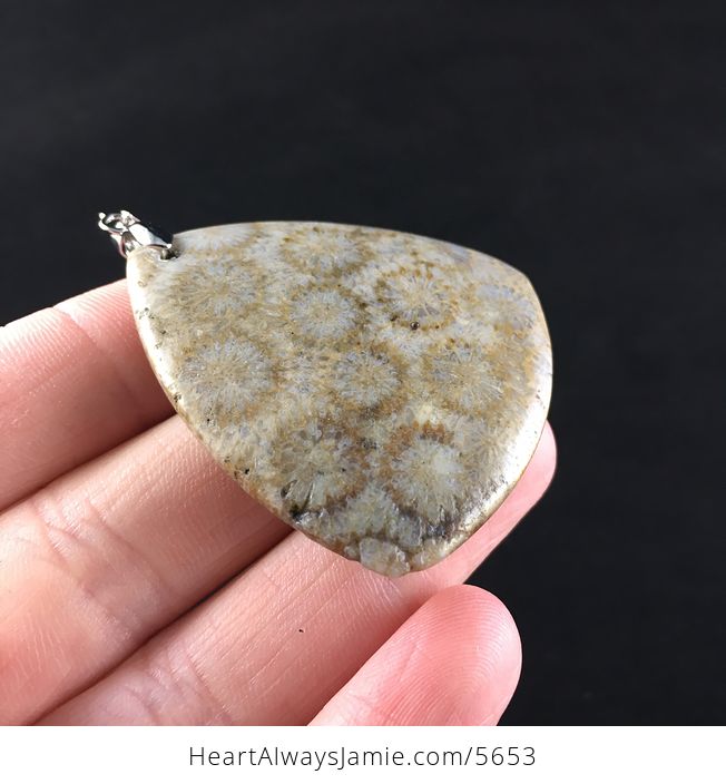 Triangle Shaped Coral Fossil Stone Jewelry Pendant - #WAXiYaOfH44-8