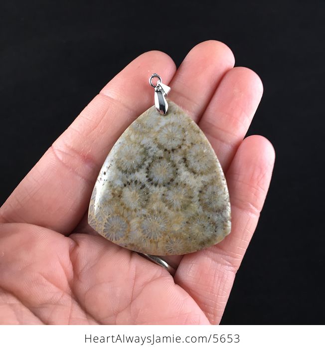 Triangle Shaped Coral Fossil Stone Jewelry Pendant - #WAXiYaOfH44-1
