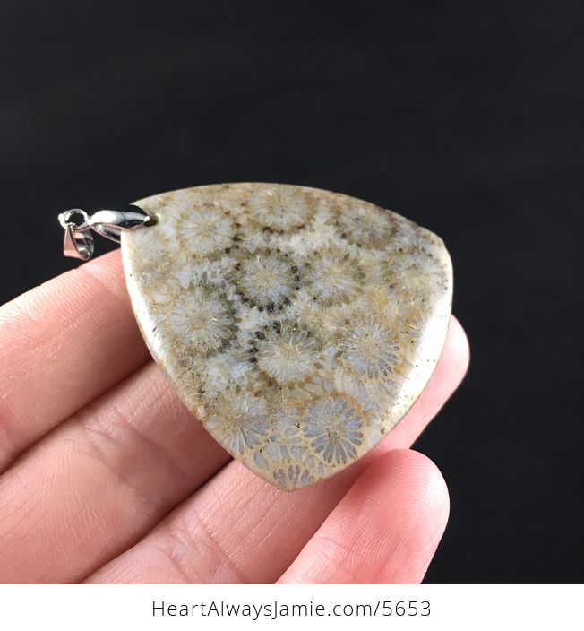 Triangle Shaped Coral Fossil Stone Jewelry Pendant - #WAXiYaOfH44-4