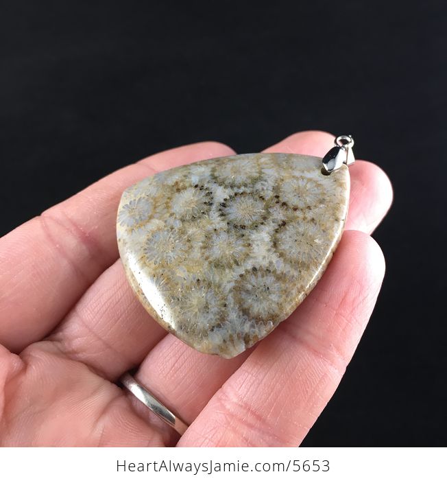 Triangle Shaped Coral Fossil Stone Jewelry Pendant - #WAXiYaOfH44-3