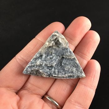 Triangle Shaped Gray Druzy Agate Stone Jewelry Pendant #n1qlbE99ryY
