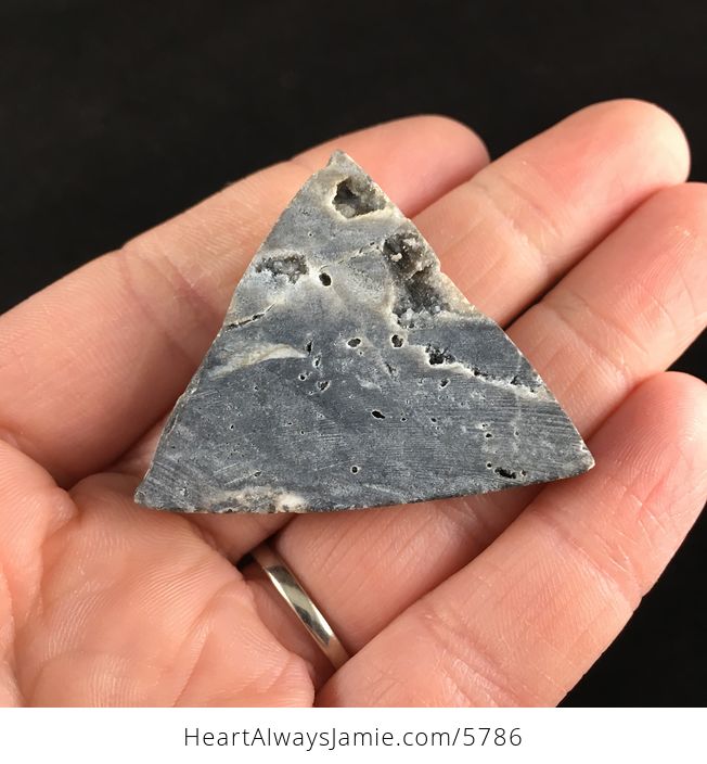 Triangle Shaped Gray Druzy Agate Stone Jewelry Pendant - #n1qlbE99ryY-6