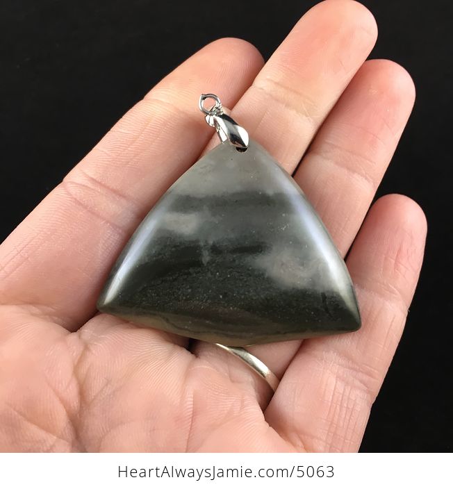 Triangle Shaped Gray Succor Creek Jasper Stone Jewelry Pendant - #f1NNLljejOw-1