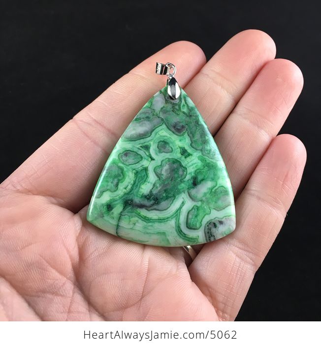 Triangle Shaped Green Crazy Lace Agate Stone Jewelry Pendant - #BbtHfeurSDY-1
