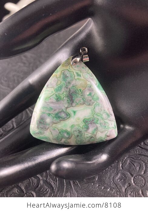Triangle Shaped Green Crazy Lace Agate Stone Jewelry Pendant - #HwIuozrDhWE-3