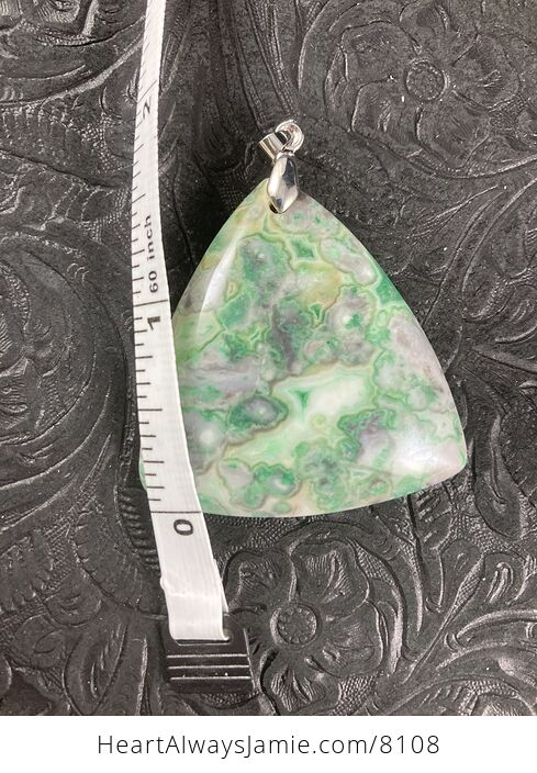 Triangle Shaped Green Crazy Lace Agate Stone Jewelry Pendant - #HwIuozrDhWE-5