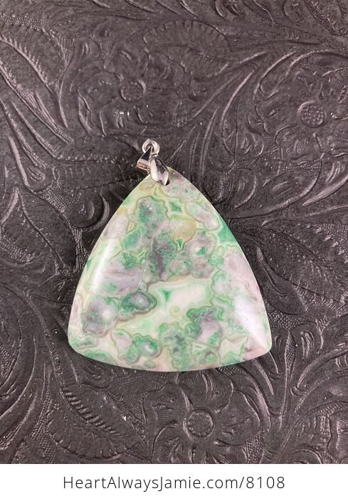 Triangle Shaped Green Crazy Lace Agate Stone Jewelry Pendant - #HwIuozrDhWE-4