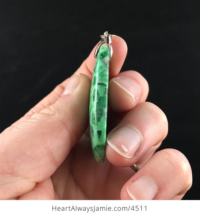 Triangle Shaped Green Crazy Lace Agate Stone Pendant Jewelry - #a5pKjxyrG2E-5