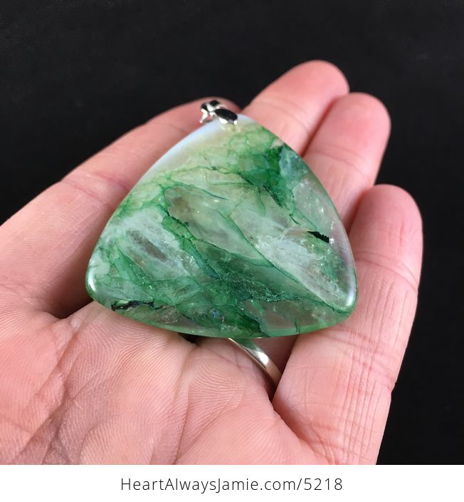 Triangle Shaped Green Drusy Stone Jewelry Pendant - #q9L4Y8hrEFc-2