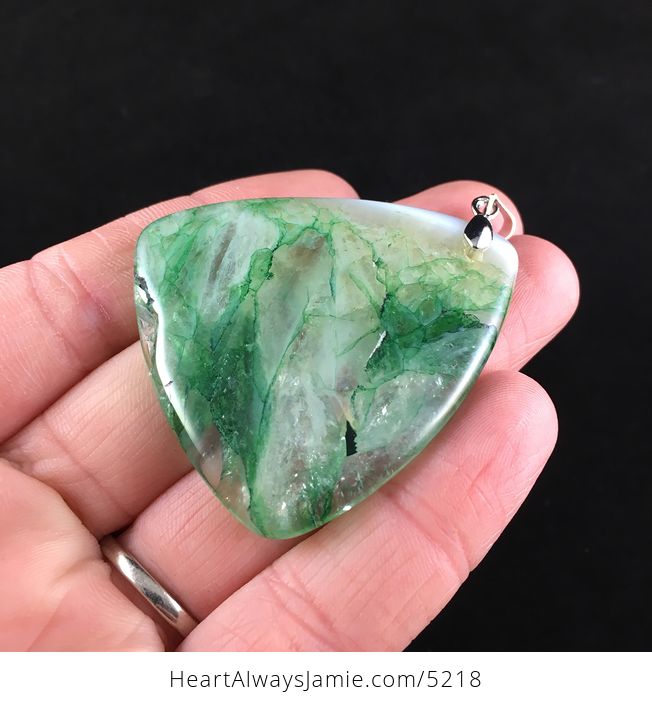 Triangle Shaped Green Drusy Stone Jewelry Pendant - #q9L4Y8hrEFc-3