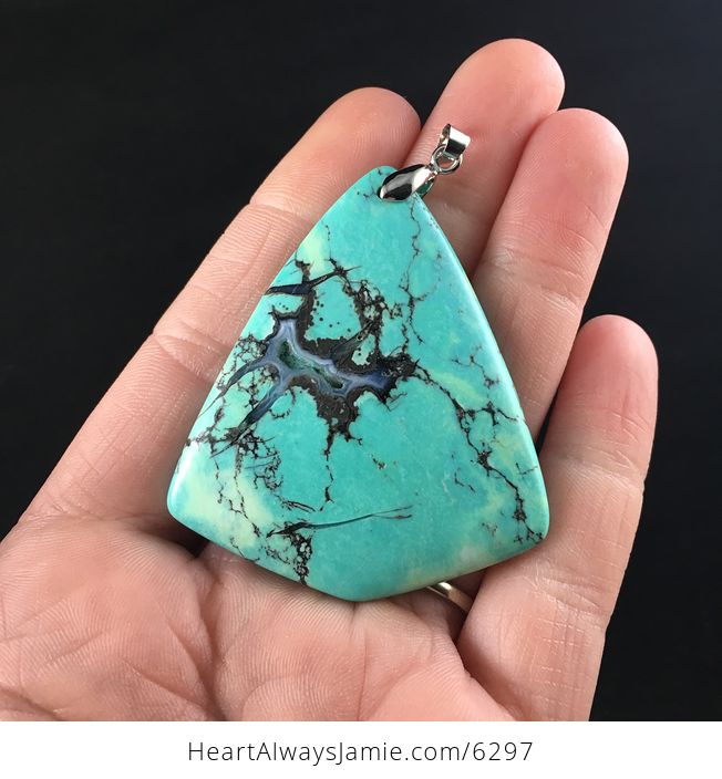 Triangle Shaped Green Synthetic Turquoise Stone Jewelry Pendant - #PknPrqdvMbc-1