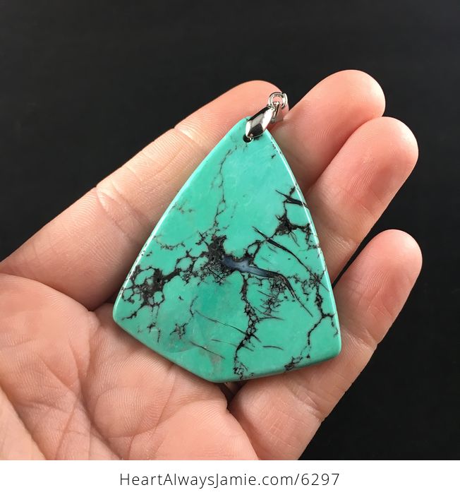 Triangle Shaped Green Synthetic Turquoise Stone Jewelry Pendant - #PknPrqdvMbc-6